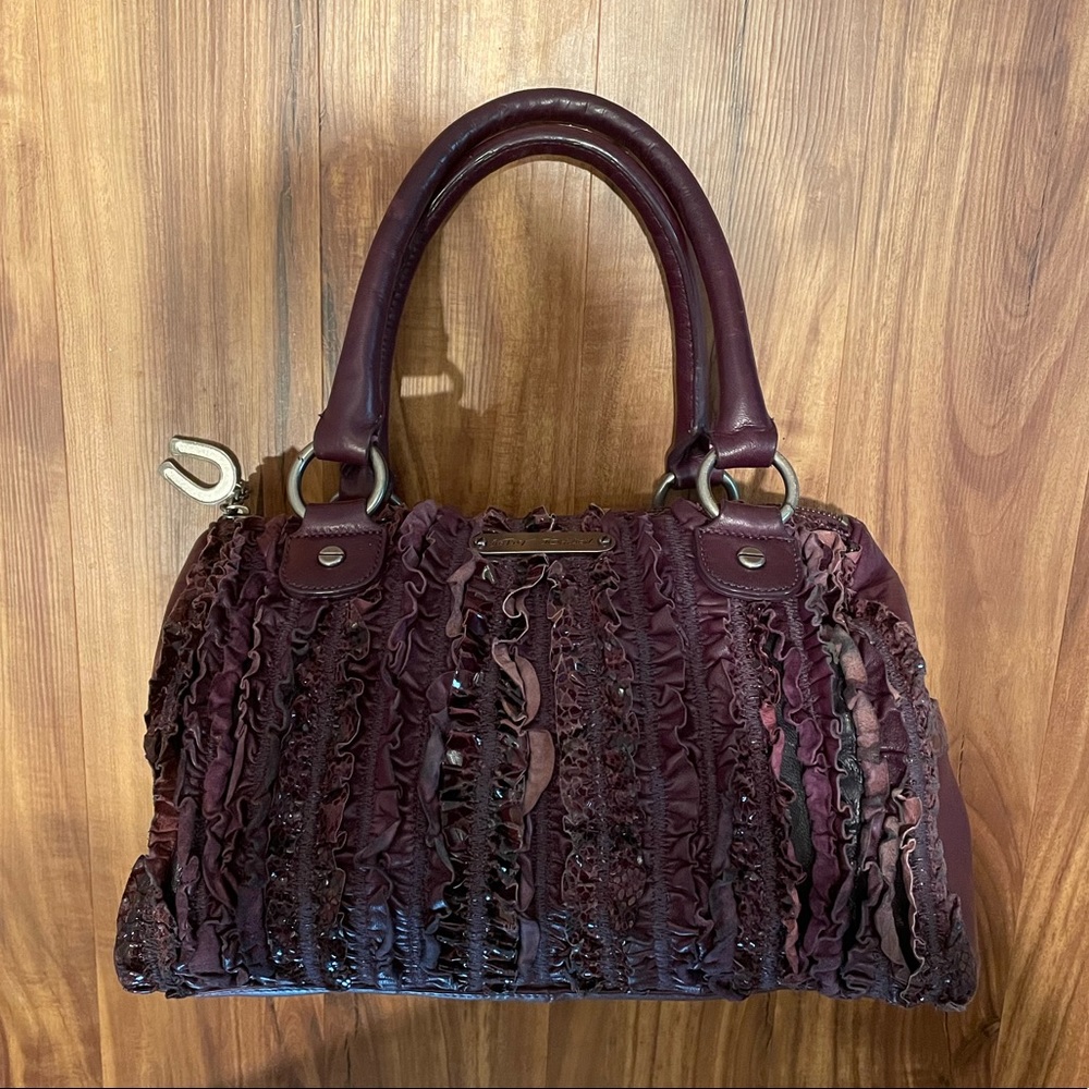 Betsy Johnson Purple Leather Ruffle Handbag